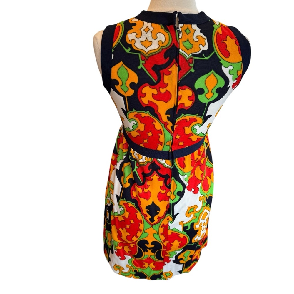 VTG DRESS 60’s Groovy Colorful Sleeveless Sheath Broadway Stage Motown Sz 2/4 - Picture 4 of 6